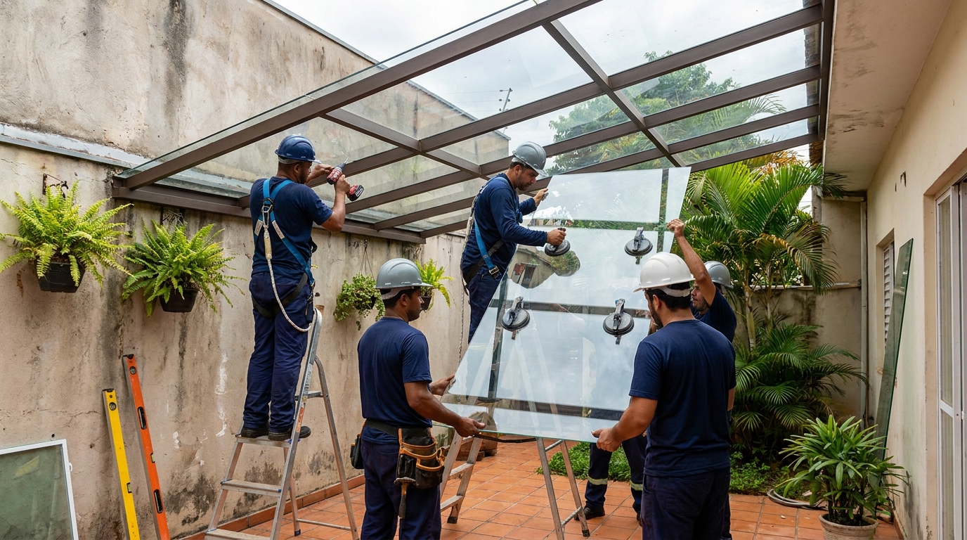 Instalação de cobertura de vidro em Teresina-PI