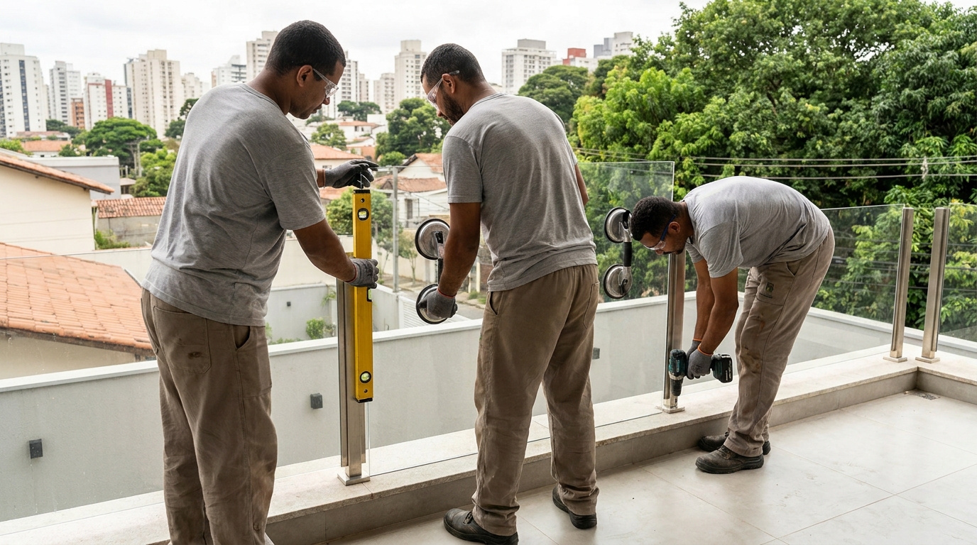 Guarda-corpo em terraço alto com vista cidade em Teresina-PI