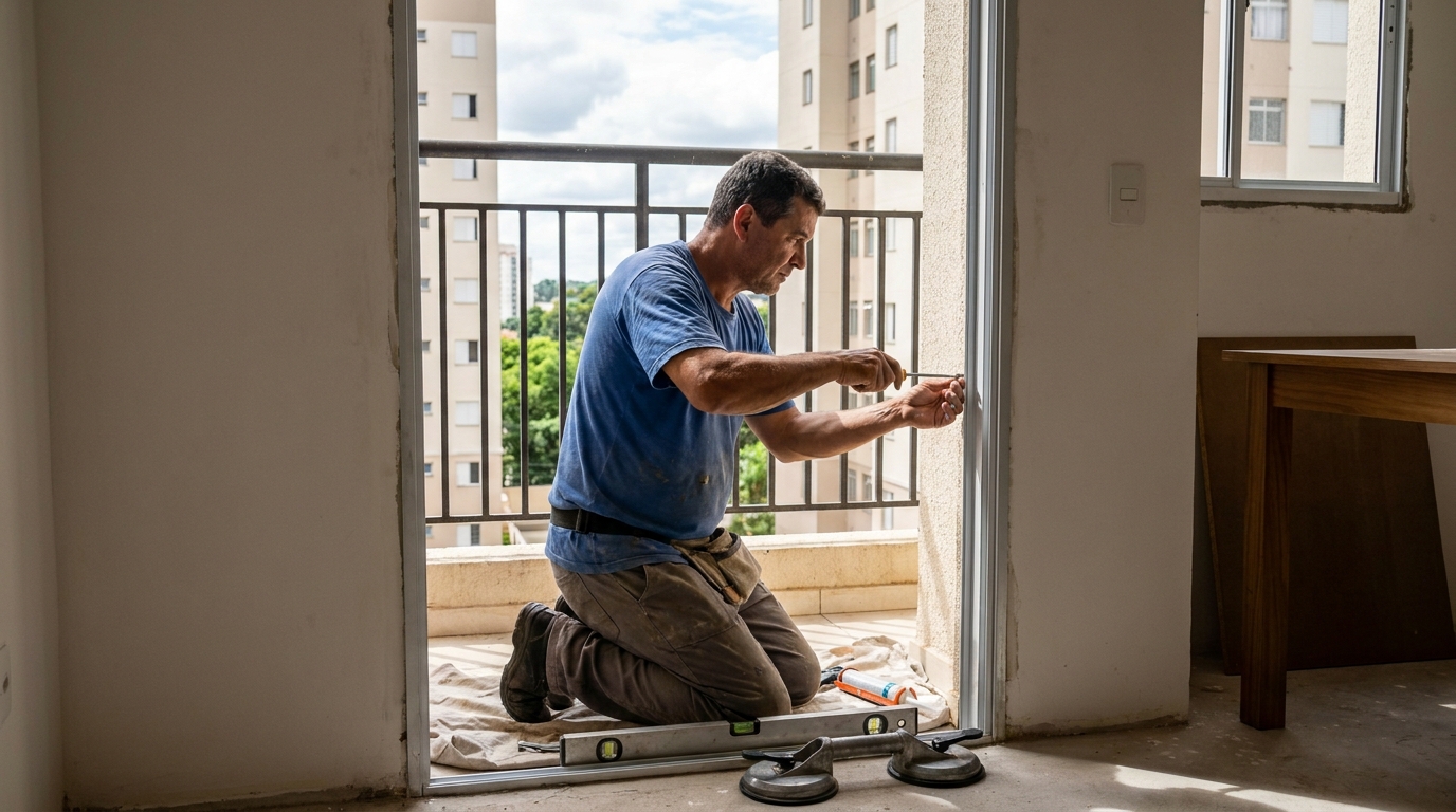Janela de vidro em apartamento alto em Teresina-PI